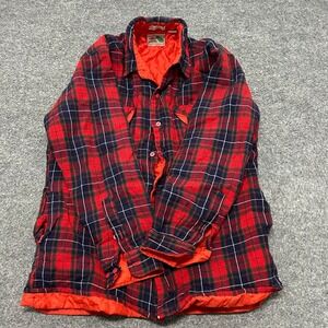Pine Grove Shirt Jacket Mens Size M Red Plaid Wool Blend Quilted Lined Shacket